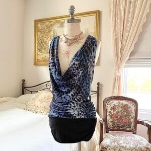 leopard mini dress  Y2K True Light blue leopard mini dress size medium